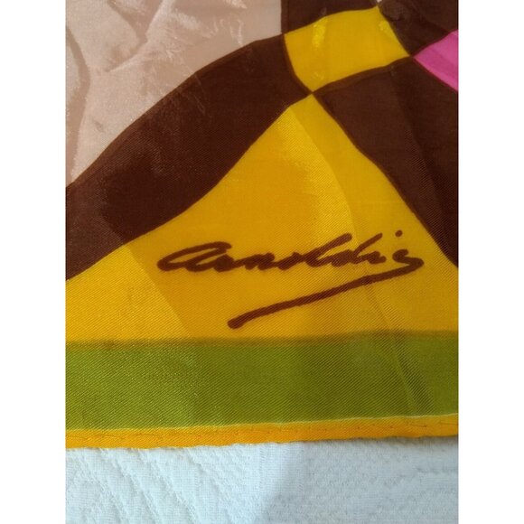 Vtg. Scarf Arnoldis? Retro Optic Psychedlic Japan 25.5" X 26" (Almost) READ - Picture 6 of 12